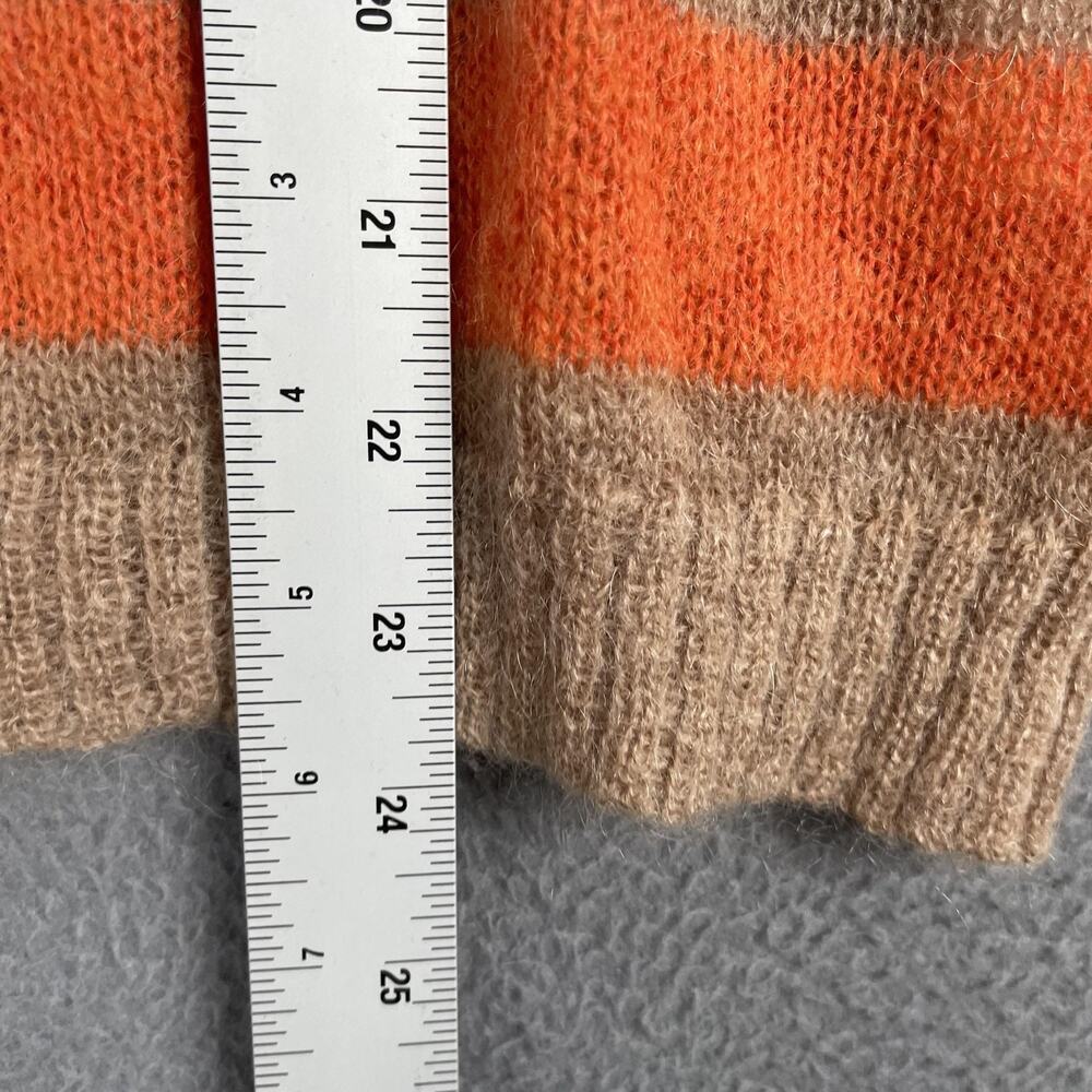 Line & Dot Sweater Womens Small Tan Orange Stripe Wool Blend Crewneck Pullover - Picture 7 of 7